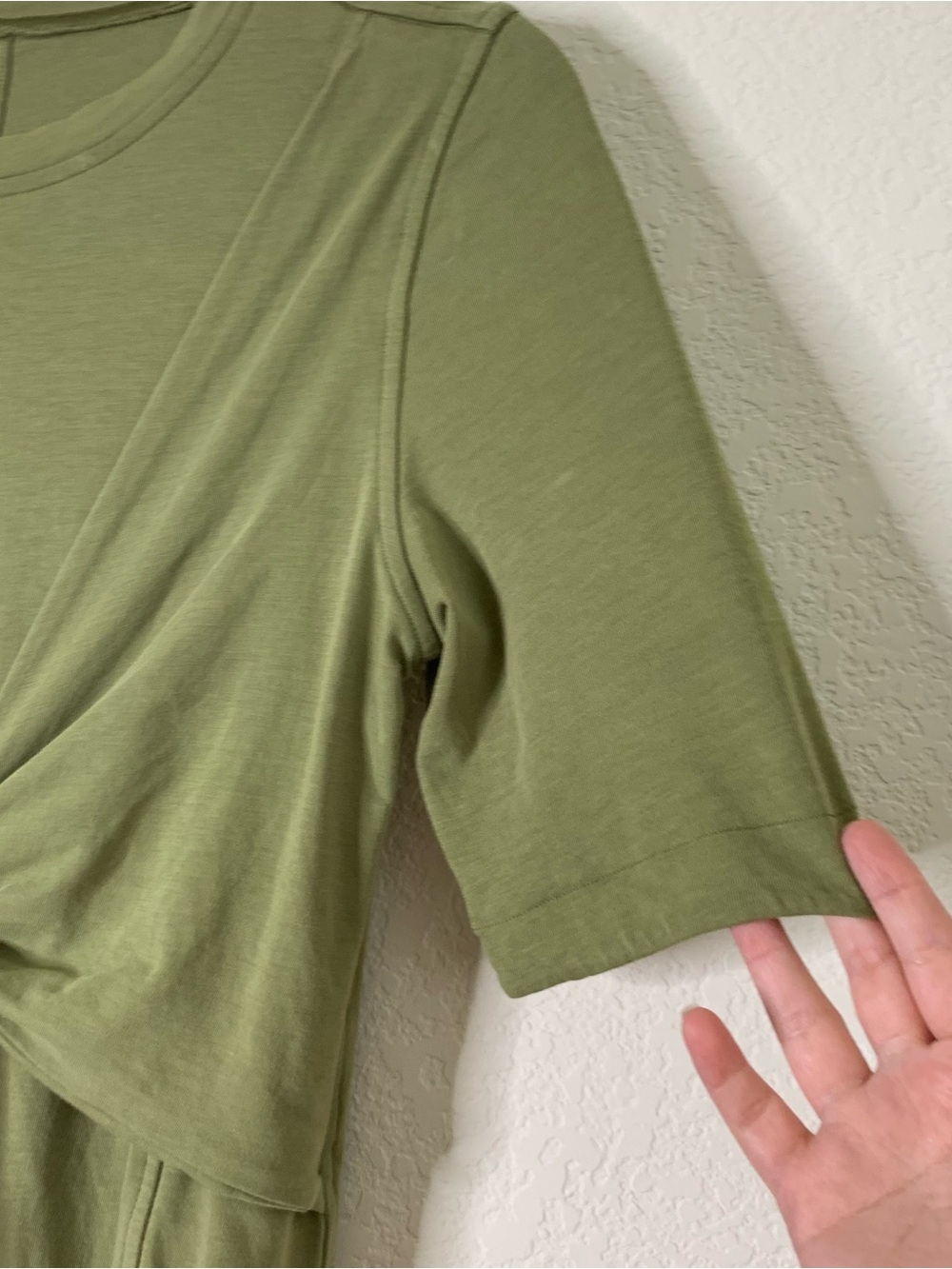 Lululemon womens green cotton wrap front SS shirt dress 8 - Picture 2 of 7